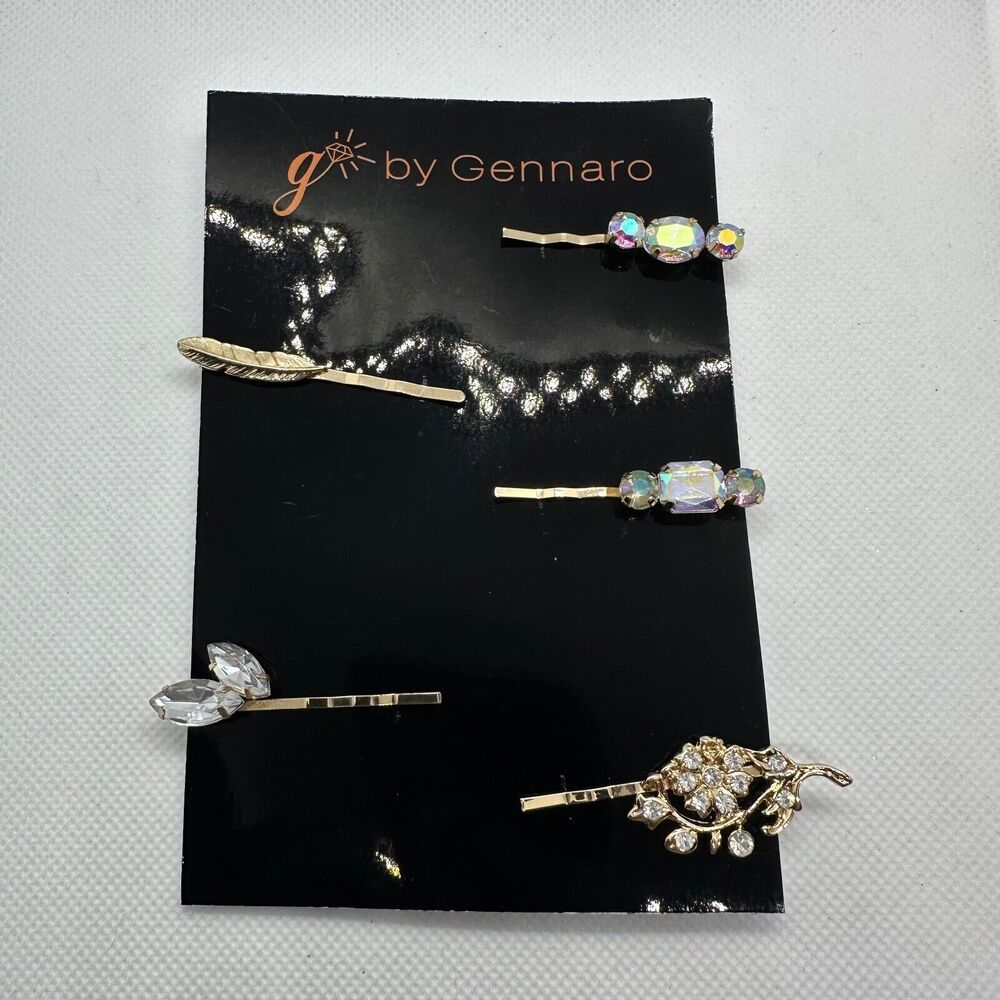 G by Gennaro Gold Tone Cubic Zirconia Feather Lot of 6 Hair Pins New